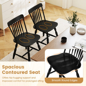 Windsor Dining Chairs Set of 4 with Curved Spindle Back-Black view 9
