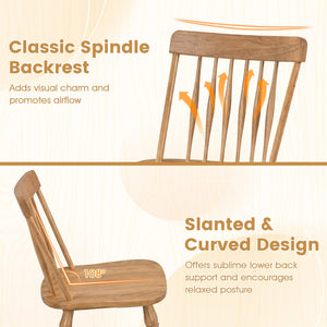 Windsor Dining Chairs Set of 4 with Curved Spindle Back-Natural view 8