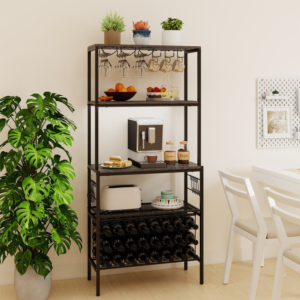 Wine Organizer with Power Outlet and Bottle Holders-Gray view 3