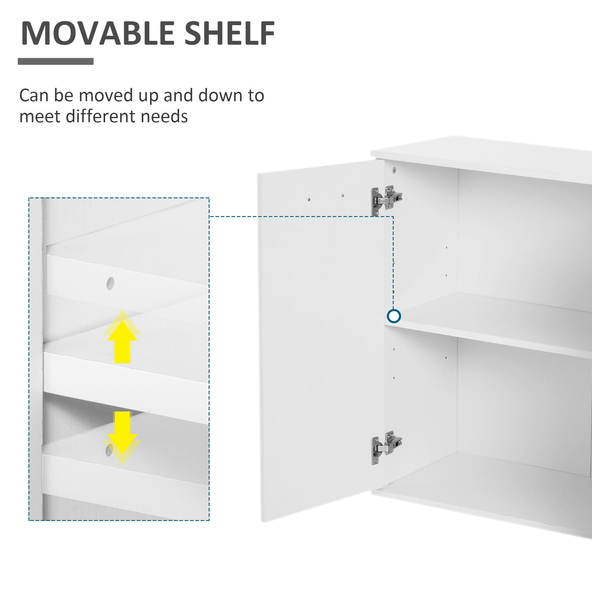 High Gloss Sideboard with 2 Drawers and 3 Doors, Buffet Cabinet with Adjustable Shelf, Coffee Bar Cabinet with Storage, White