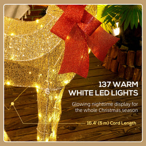 Light Up Reindeer Yard Decoration, Lighted Deer Christmas Decoration with LED Lights for Indoor, Outdoor, Lawn, Gold