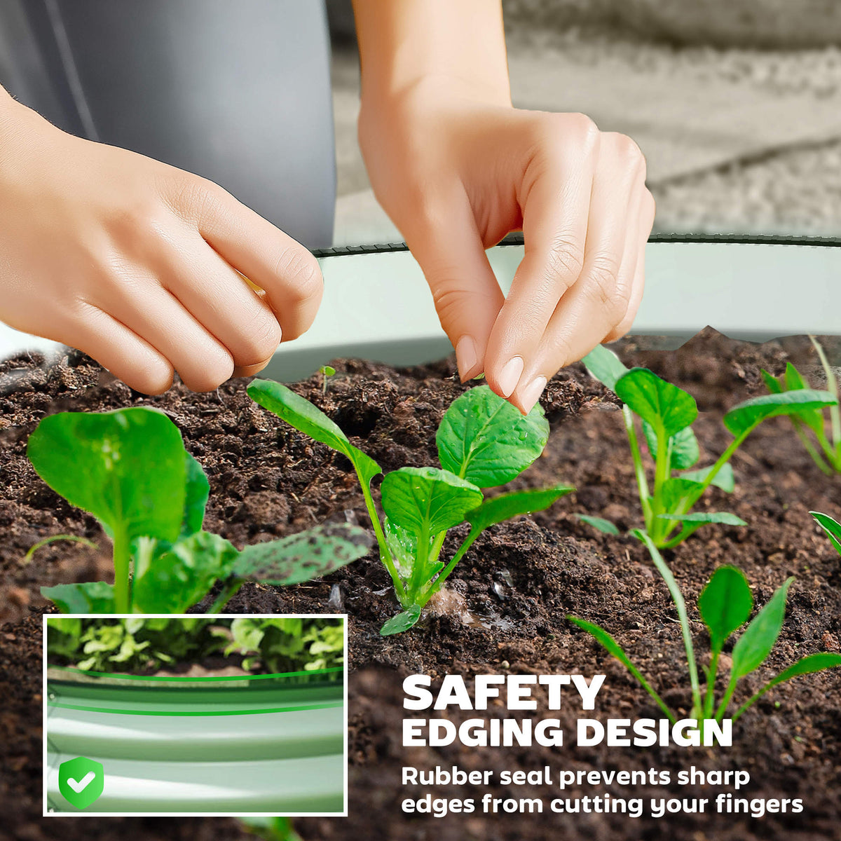 Set of 2 Raised Garden Bed, Metal Planter Box with Safety Edging, Easy-to-assemble Stock Tank, Dark Grey – view 12