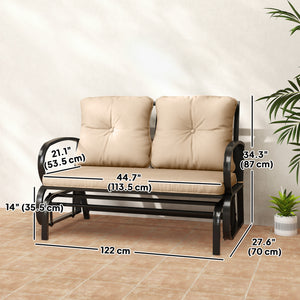 2-Person Outdoor Glider Chair, Patio Double Rocking Loveseat with Steel Frame and Cushions for Backyard – view 2