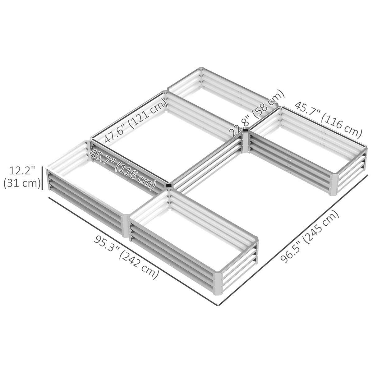 Steel Raised Garden Bed, Set of 5 Large Box Planters for Outdoor Plants Vegetables Flowers Herbs, 8x8x1ft – view 30