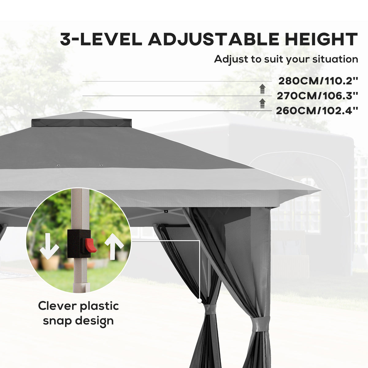 11.7' x 11.7' Pop Up Canopy Tent with Netting, UPF50+ Instant Sun Shelter with Wheeled Carry Bag and Sand Bags