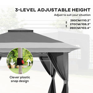 11.7' x 11.7' Pop Up Canopy Tent with Netting, UPF50+ Instant Sun Shelter with Wheeled Carry Bag and Sand Bags
