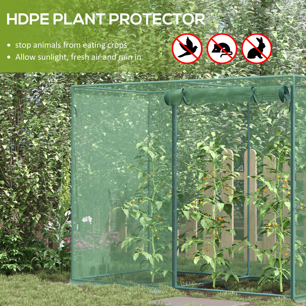 6.5 x 3.3ft Crop Cage, Garden Plant Protector with Single Zippered Door, Storage Bag and Ground Stakes – view 10