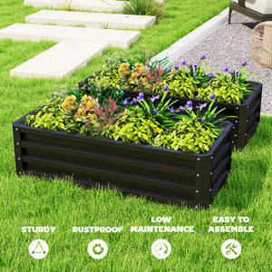 Galvanized Raised Garden Beds, Outdoor Planter Box, Set of 2, for Flowers, Herbs and Vegetables, Black – view 6