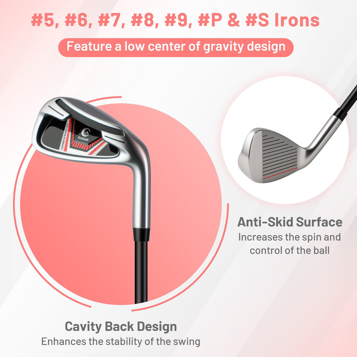 Women's Complete Golf Clubs and Bag Set with Headcovers and Putter-Red view 5