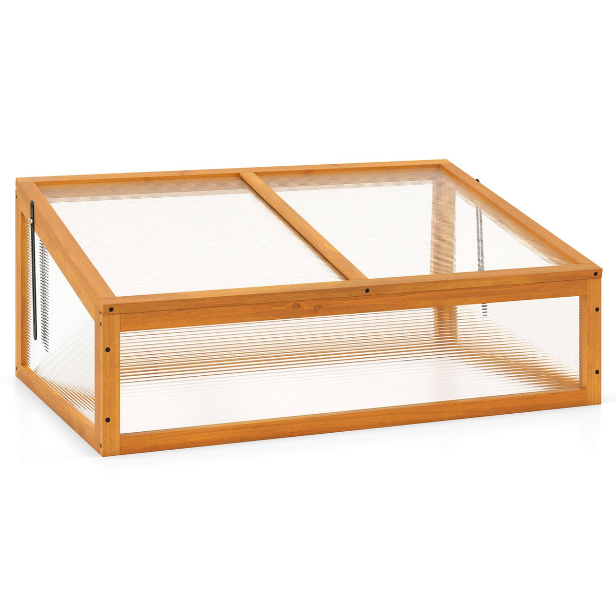 Wood Cold Frame Greenhouse Raised Planter Bed Protection with Transparent Flip-top Roof-Orange view 4
