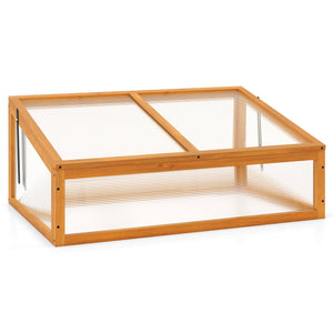 Wood Cold Frame Greenhouse Raised Planter Bed Protection with Transparent Flip-top Roof-Orange view 4