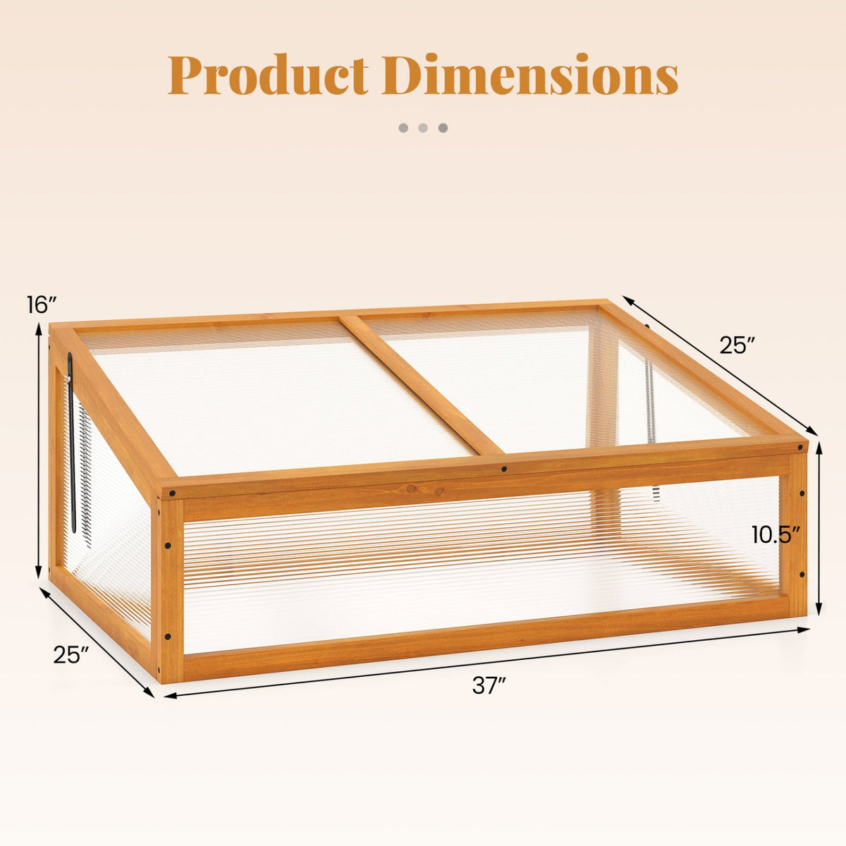 Wood Cold Frame Greenhouse Raised Planter Bed Protection with Transparent Flip-top Roof-Orange view 5