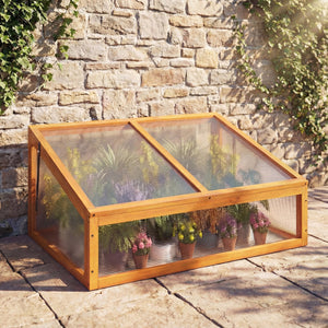 Wood Cold Frame Greenhouse Raised Planter Bed Protection with Transparent Flip-top Roof-Orange view 6