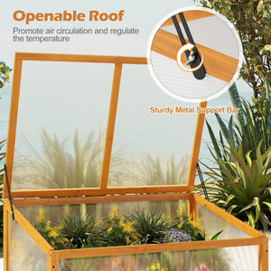 Wood Cold Frame Greenhouse Raised Planter Bed Protection with Transparent Flip-top Roof-Orange view 7