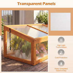 Wood Cold Frame Greenhouse Raised Planter Bed Protection with Transparent Flip-top Roof-Orange view 8