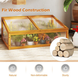 Wood Cold Frame Greenhouse Raised Planter Bed Protection with Transparent Flip-top Roof-Orange view 9