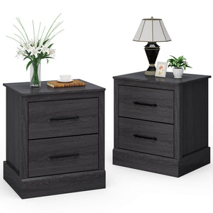 Wood Compact Floor Nightstand with Storage Drawers-Dark Gray view 4