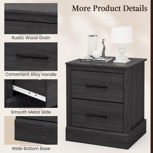 Wood Compact Floor Nightstand with Storage Drawers-Dark Gray view 7