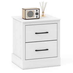 Wood Compact Floor Nightstand with Storage Drawers-White