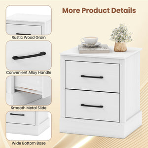 Wood Compact Floor Nightstand with Storage Drawers-White view 7