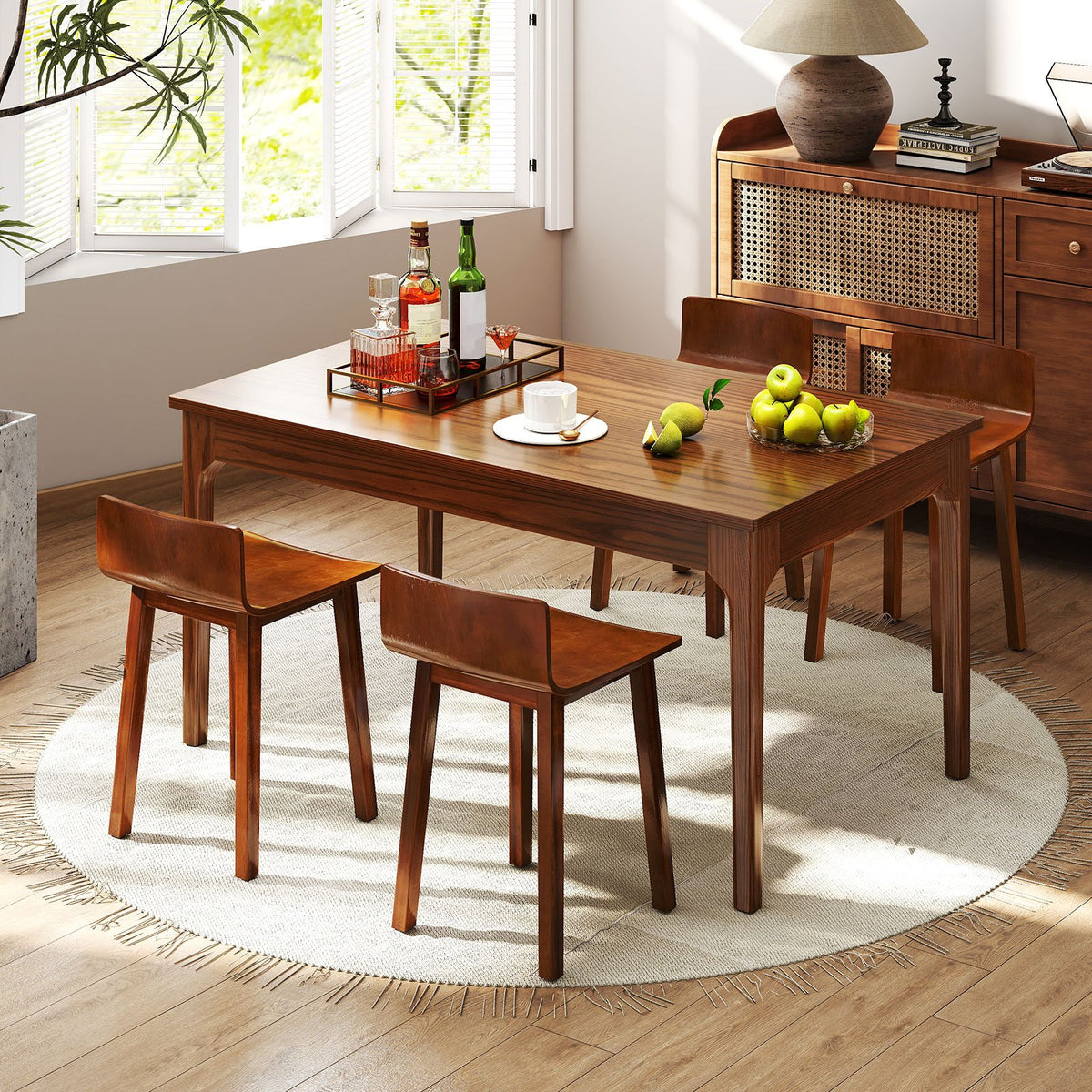 Wood Dining Chair Set of 2 Farmhouse Kitchen Dining Room Chairs Mid-Century Modern Armless Side Chairs-Brown view 7