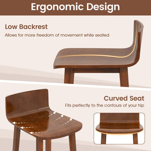 Wood Dining Chair Set of 2 Farmhouse Kitchen Dining Room Chairs Mid-Century Modern Armless Side Chairs-Brown view 8
