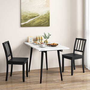 Wood Dining Chair Set of 2 with Rubber Wood Legs-Black view 2