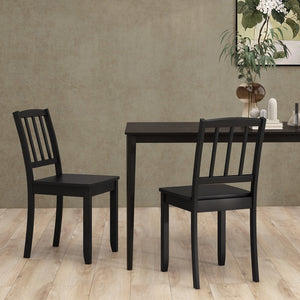 Wood Dining Chair Set of 2 with Rubber Wood Legs-Black view 3