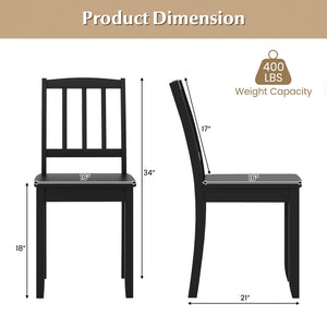 Wood Dining Chair Set of 2 with Rubber Wood Legs-Black view 4