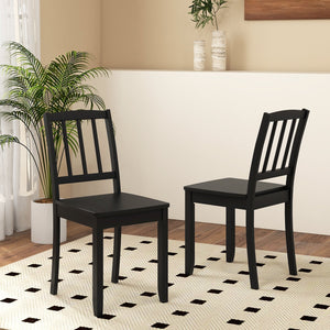 Wood Dining Chair Set of 2 with Rubber Wood Legs-Black view 5