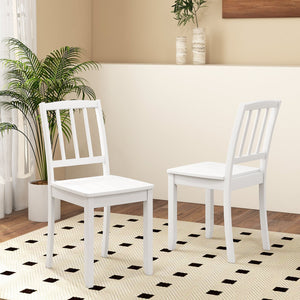 Wood Dining Chair Set of 2 with Rubber Wood Legs-White view 4