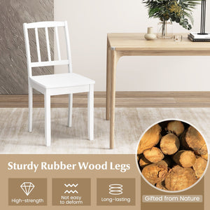 Wood Dining Chair Set of 2 with Rubber Wood Legs-White view 5