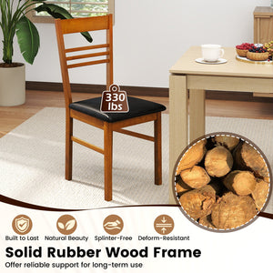 Wood Dining Chairs Set of 4 with Rubber Wood Frame-Walnut view 7