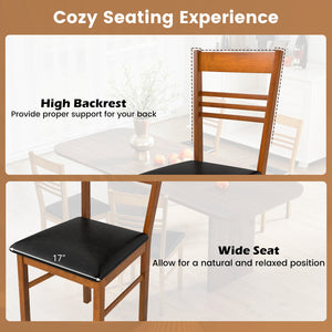 Wood Dining Chairs Set of 4 with Rubber Wood Frame-Walnut view 8