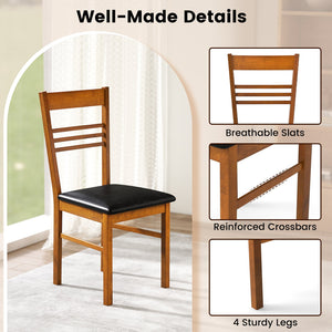 Wood Dining Chairs Set of 4 with Rubber Wood Frame-Walnut view 9
