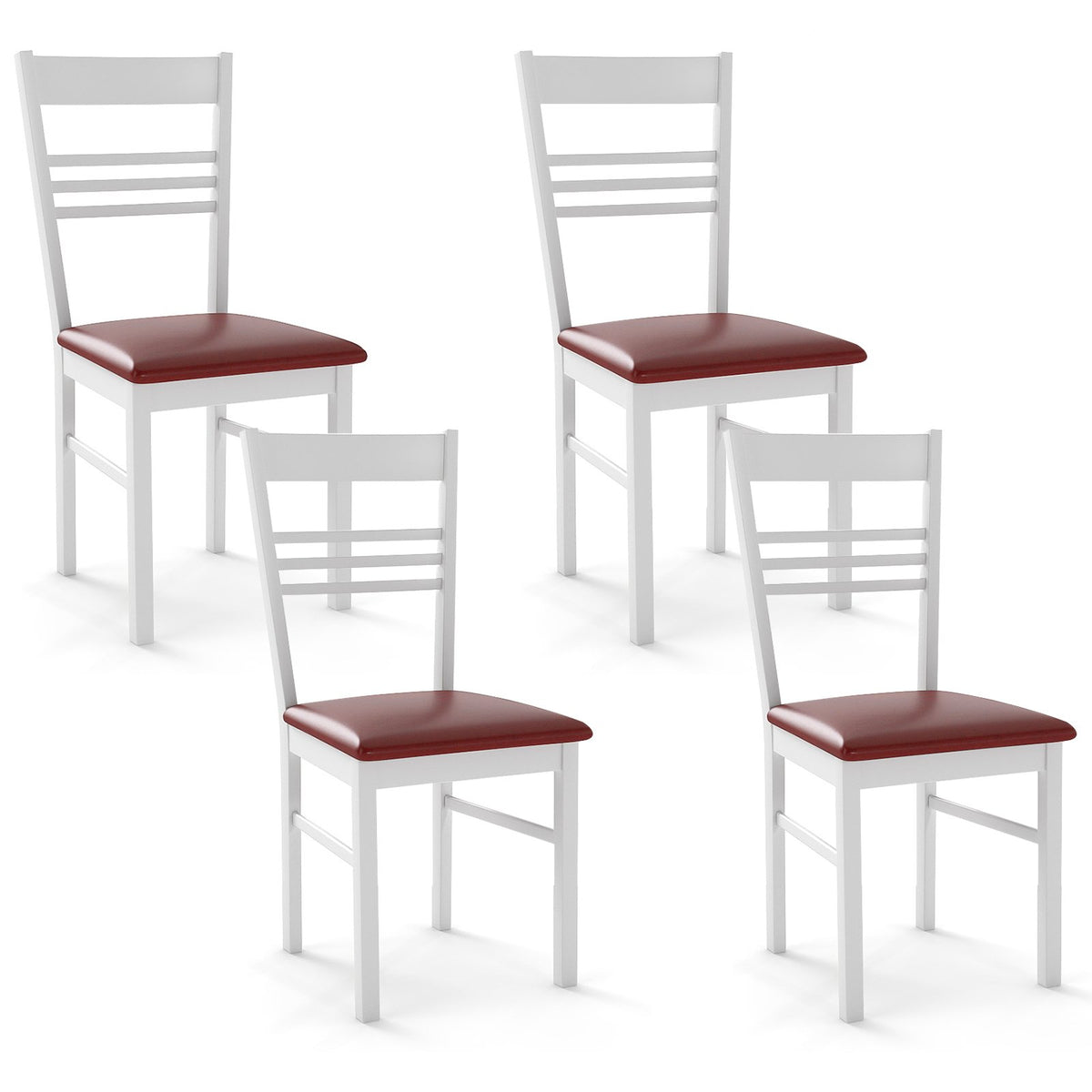 Wood Dining Chairs Set of 4 with Rubber Wood Frame-White