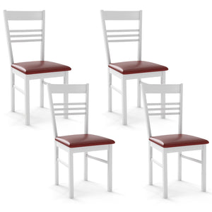 Wood Dining Chairs Set of 4 with Rubber Wood Frame-White