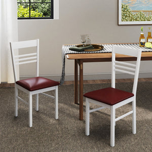 Wood Dining Chairs Set of 4 with Rubber Wood Frame-White view 3