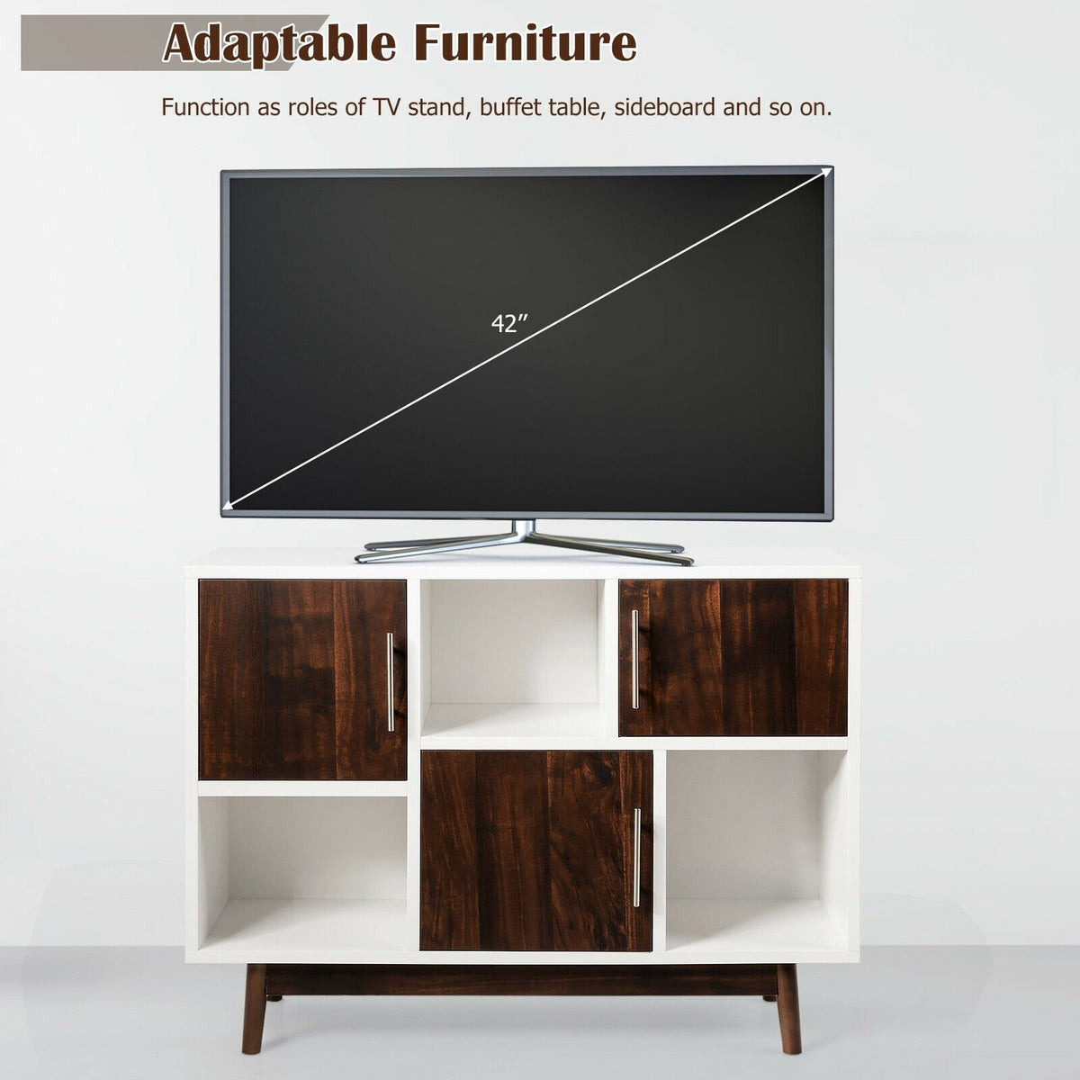 Wood Display Sideboard Storage Cabinet with Storage Compartments view 9