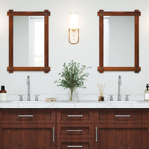 Wood Framed Mirror with Acacia Wood Frame and Vintage Rivet Design Brown-M view 6