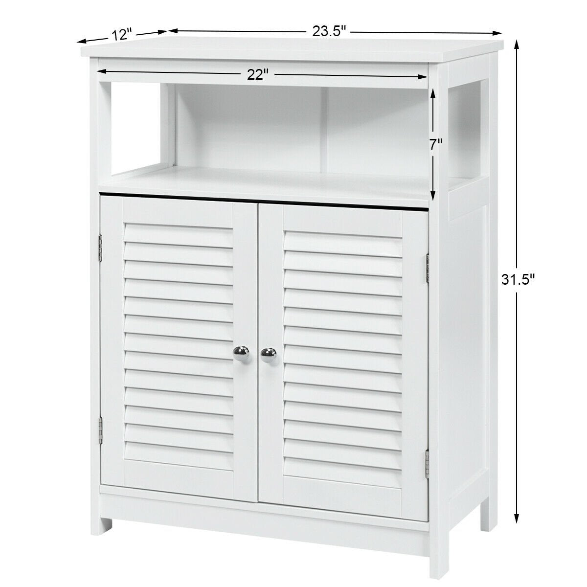 Wood Freestanding Bathroom Storage Cabinet with Double Shutter Door-White view 5