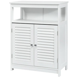 Wood Freestanding Bathroom Storage Cabinet with Double Shutter Door-White view 7