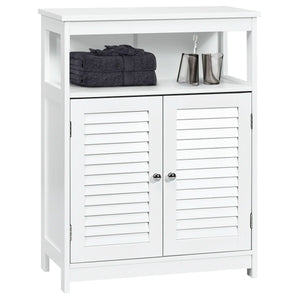 Wood Freestanding Bathroom Storage Cabinet with Double Shutter Door-White view 8