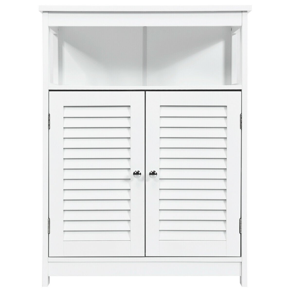 Wood Freestanding Bathroom Storage Cabinet with Double Shutter Door-White view 9