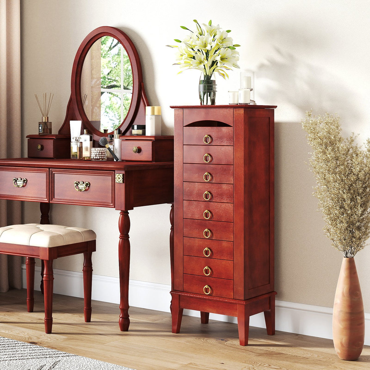 Large Capacity Jewelry Storage Cabinet with 9 Drawers view 2