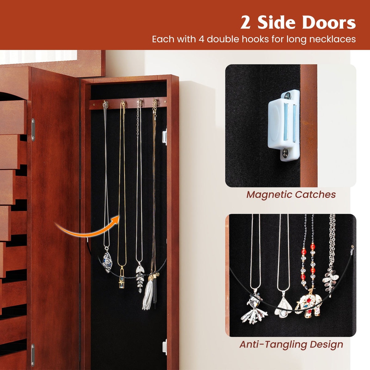 Large Capacity Jewelry Storage Cabinet with 9 Drawers view 7