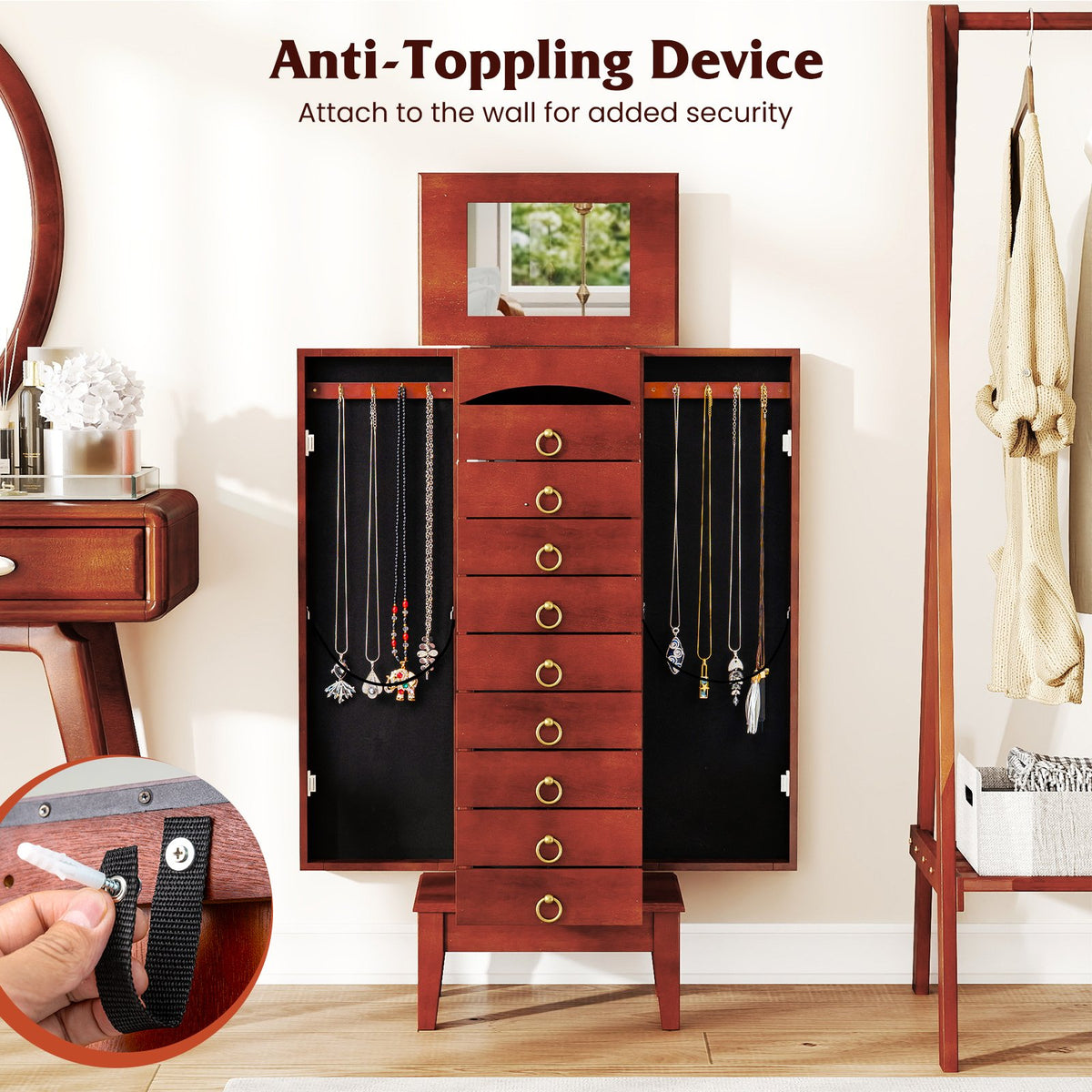 Large Capacity Jewelry Storage Cabinet with 9 Drawers view 9