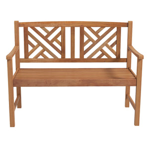 2-Person Wooden Outdoor Bench with Cozy Armrest and Backrest view 4