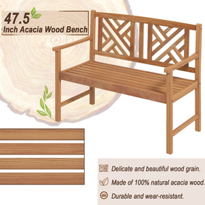 2-Person Wooden Outdoor Bench with Cozy Armrest and Backrest view 9