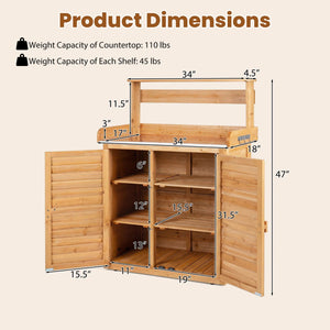 Wood Plant Workstation with Stainless Steel Tabletop and Removable Shelves-Natrual view 5